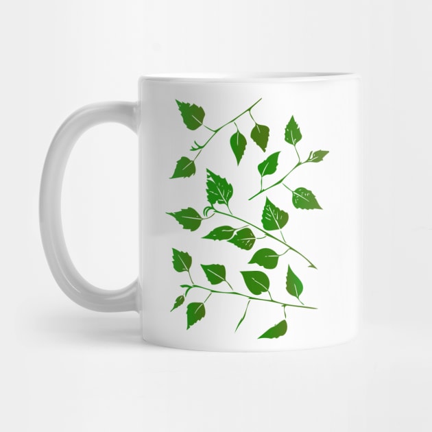 Birch Tree Leaf and Stem Forest Pattern by Davey's Designs